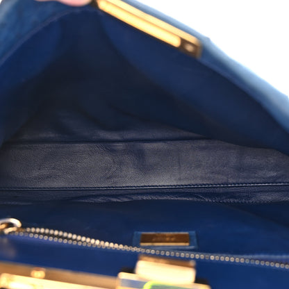 Fendi Ostrich Shiny Nappa Medium Peekaboo Iconic Satchel Blue 5 of 10