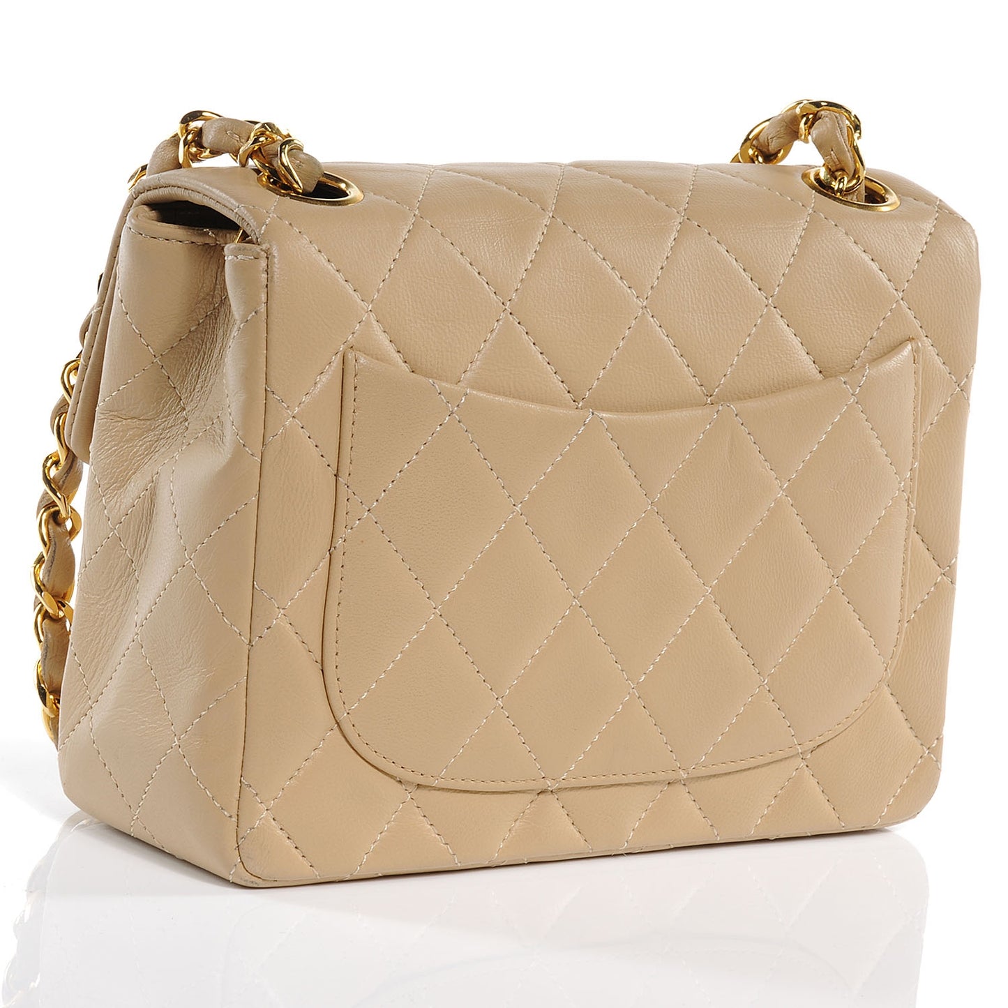 Lambskin Mini Square Flap Beige