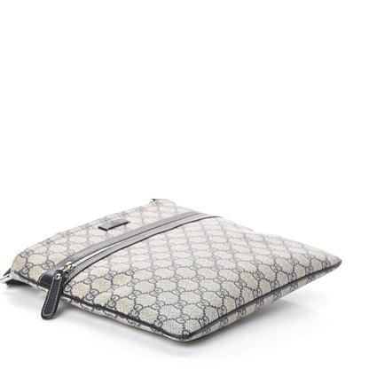 Gucci GG Supreme Monogram Small Flat Side Zip Messenger Bag Beige Blue 3 of 8