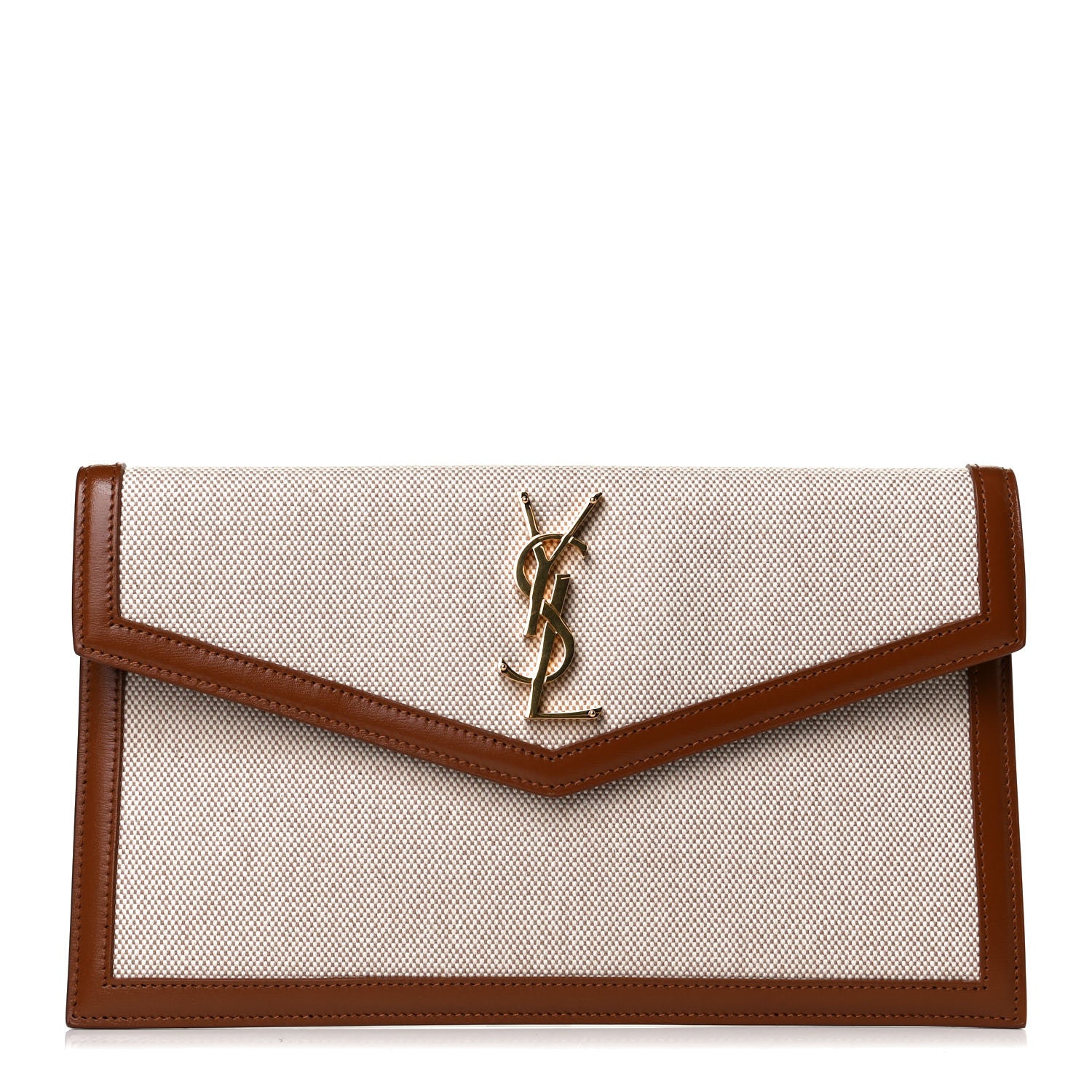 Saint Laurent Canvas Uptown Pouch Natural Beige Brick 1 of 10
