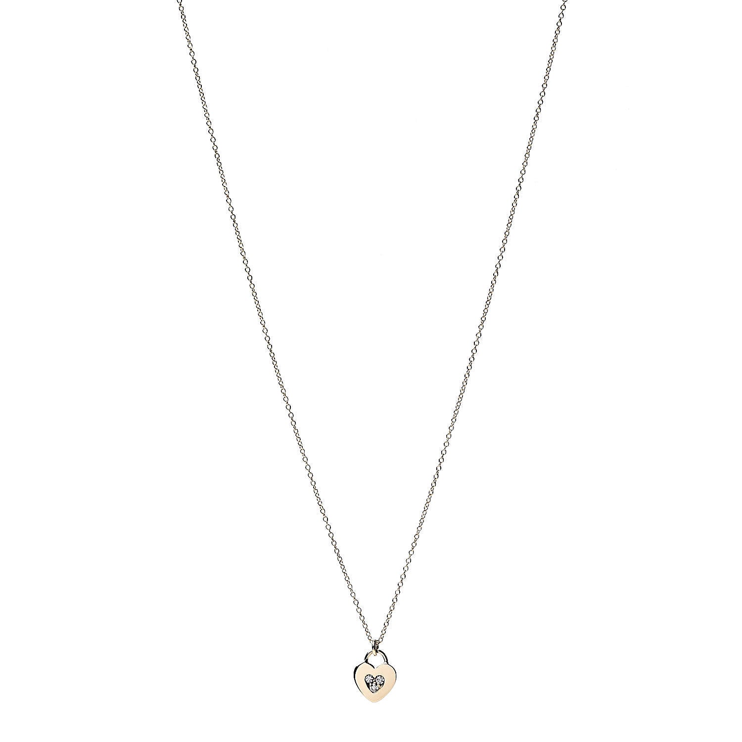 Tiffany 18K Yellow Gold Diamond Heart Locket Pendant Necklace 1 of 7