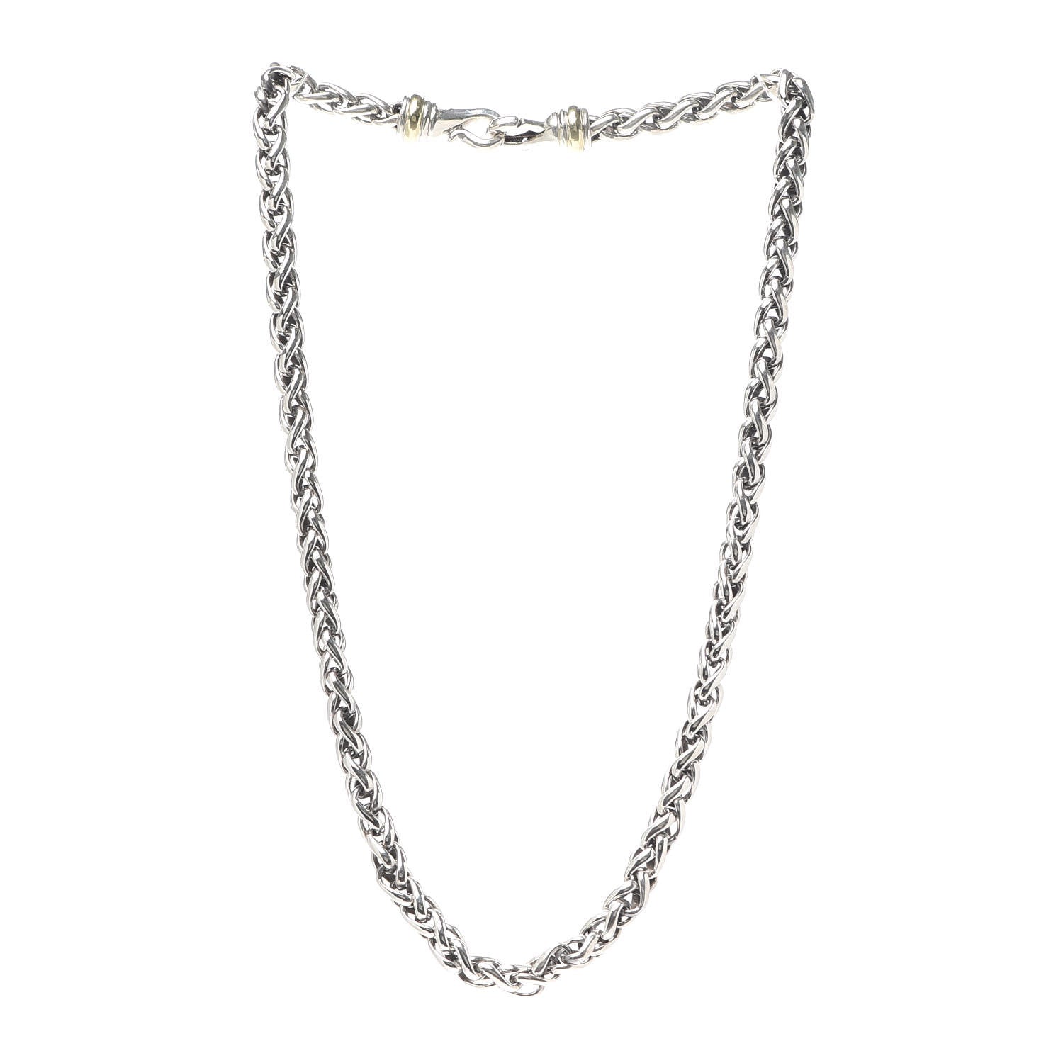 David Yurman Sterling Silver 14K Yellow Gold 6mm Wheat Chain Necklace 3 of 5