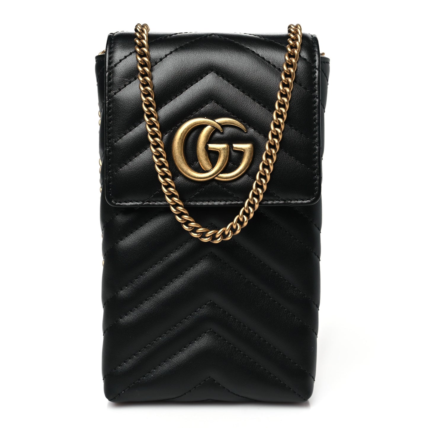 Calfskin Small GG Marmont Phone Crossbody Bag Black
