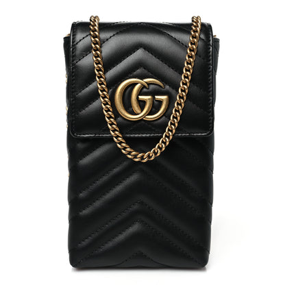 Gucci Calfskin Small GG Marmont Phone Crossbody Bag Black 1 of 10