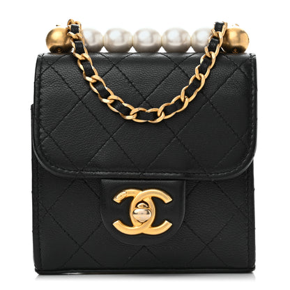 Chanel Goatskin Chic Pearls Clutch On Chain Black 1 of 10