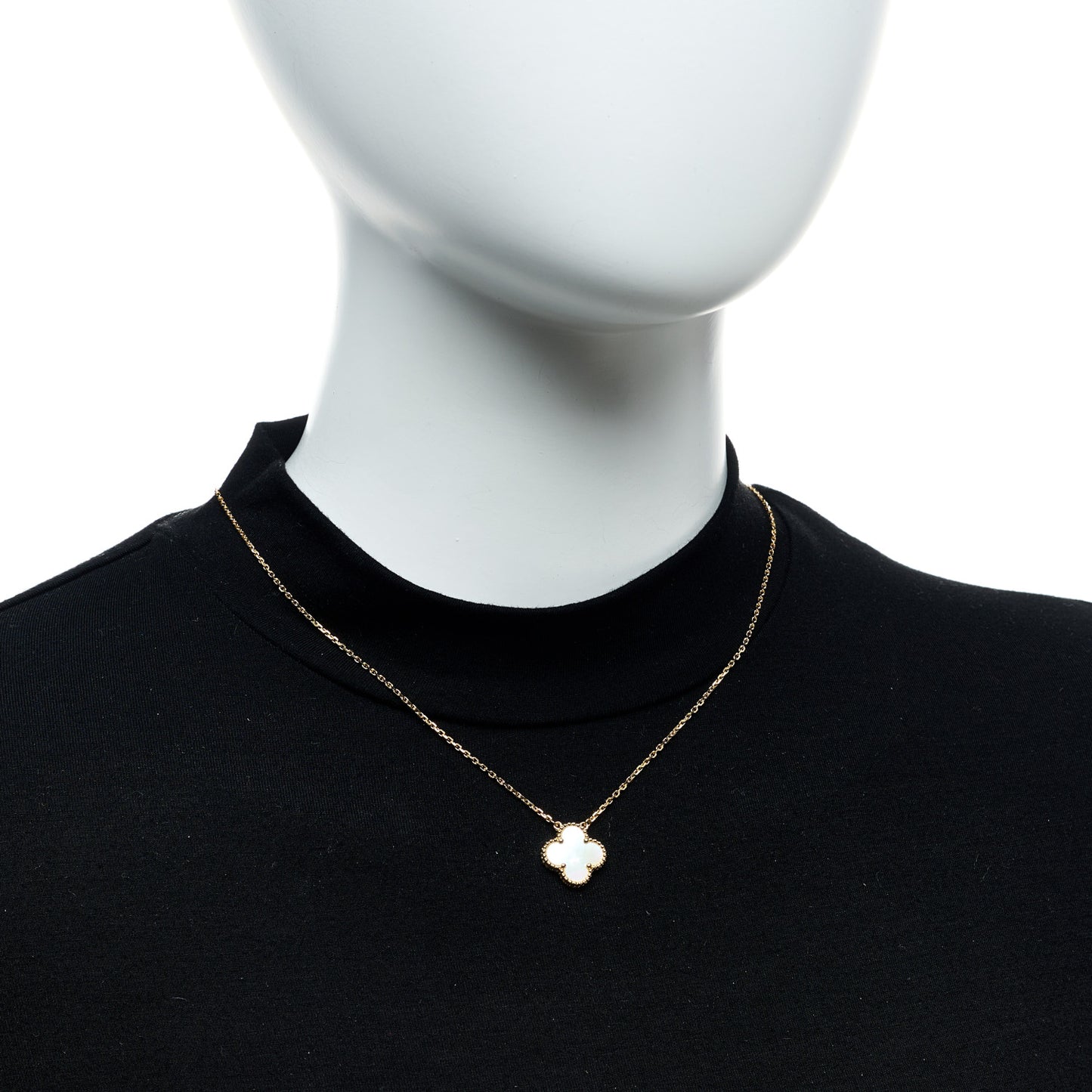 18K Yellow Gold Mother of Pearl Vintage Alhambra Pendant Necklace