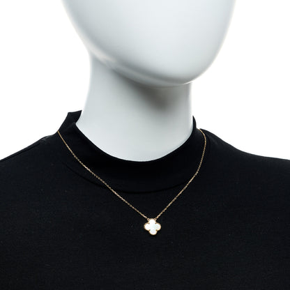 Van Cleef & Arpels 18K Yellow Gold Mother of Pearl Vintage Alhambra Pendant Necklace 2 of 5