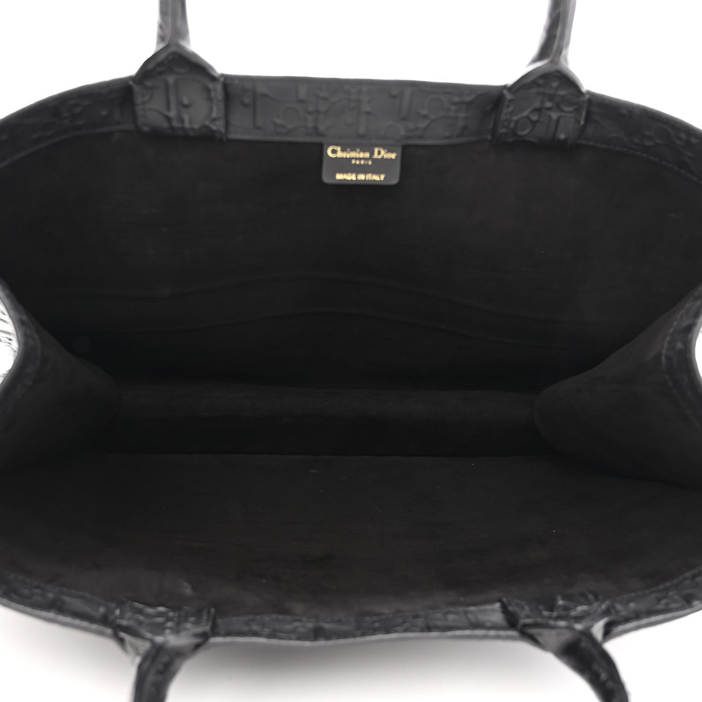 Oblique Calfskin Embossed Large Book Tote Black