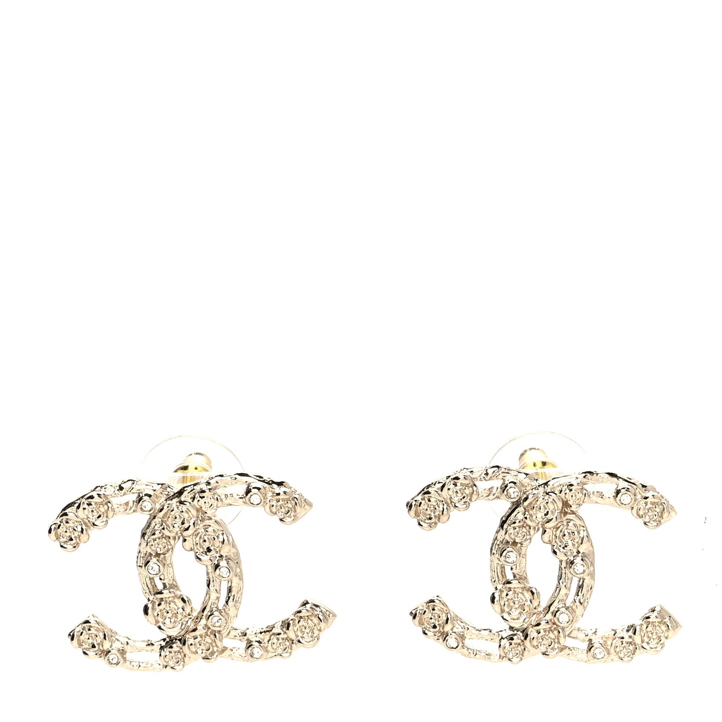 Crystal CC Camellia Earrings Gold