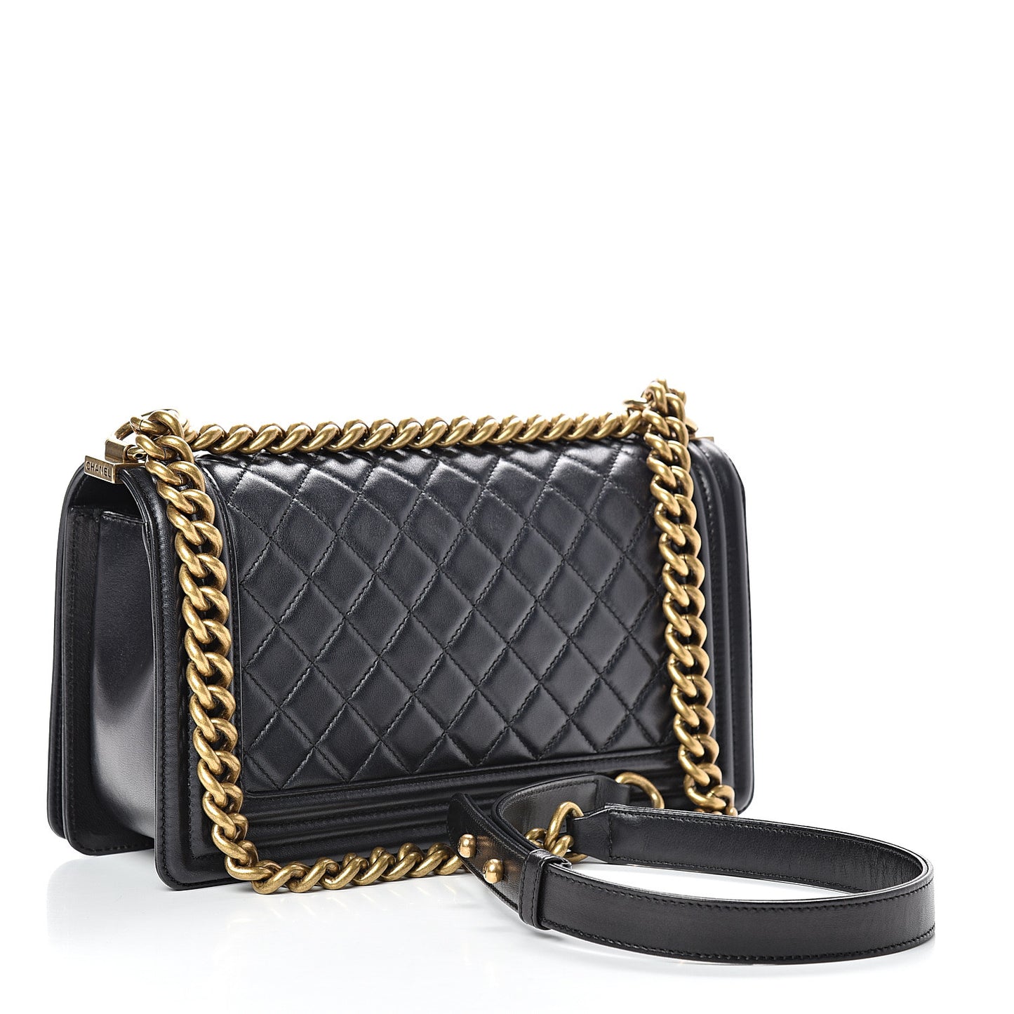 Lambskin Quilted Medium Boy Flap Black