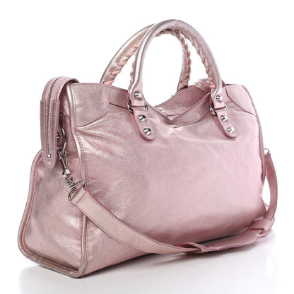 Balenciaga Metallic Agneau Classic Silver Hardware S City Sparkle Pale Rose 2 of 10