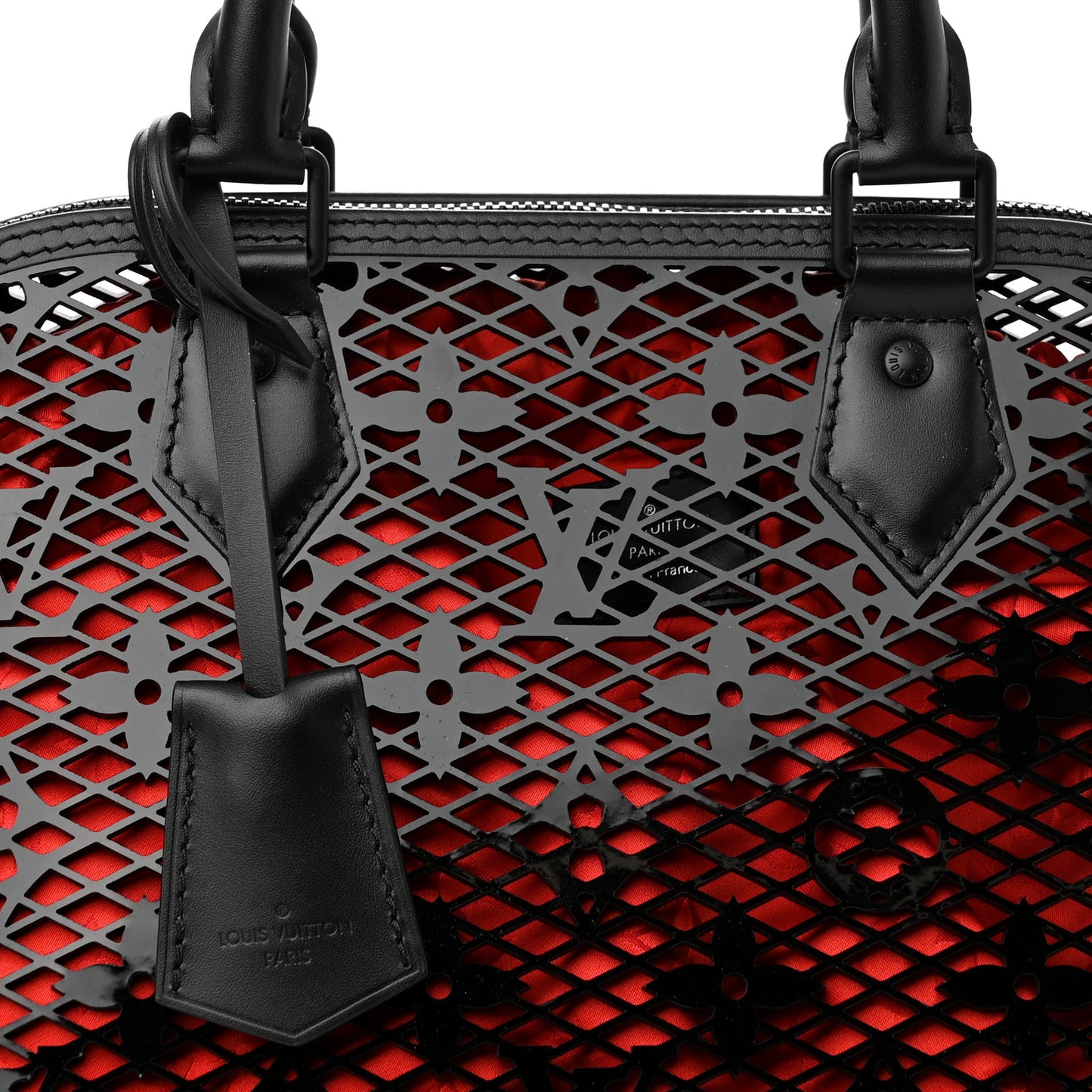 Patent Calfskin Laced Monogram Alma PM Black