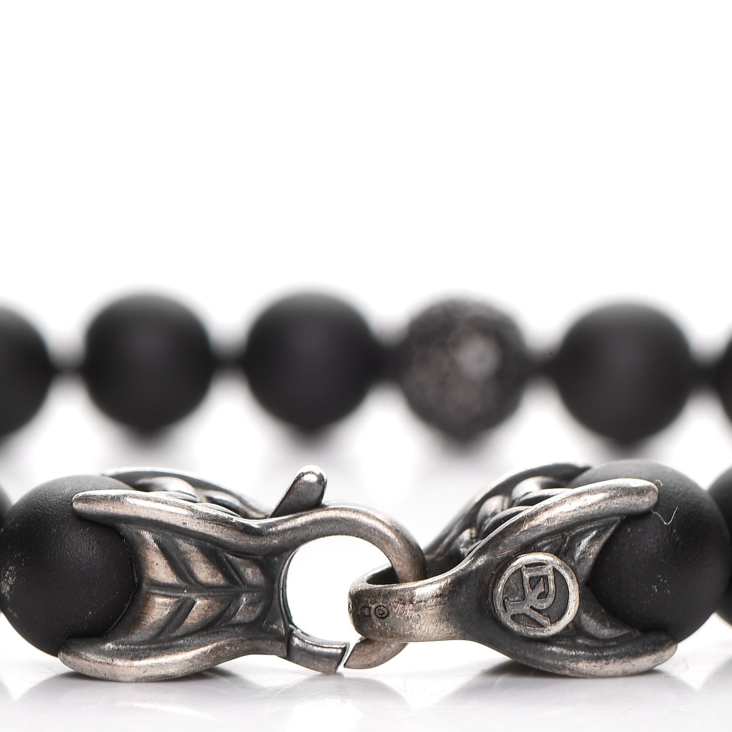 Sterling Silver Black Diamond Onyx 8mm Spiritual Beads Bracelet