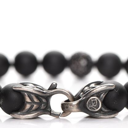 David Yurman Sterling Silver Black Diamond Onyx 8mm Spiritual Beads Bracelet 4 of 7