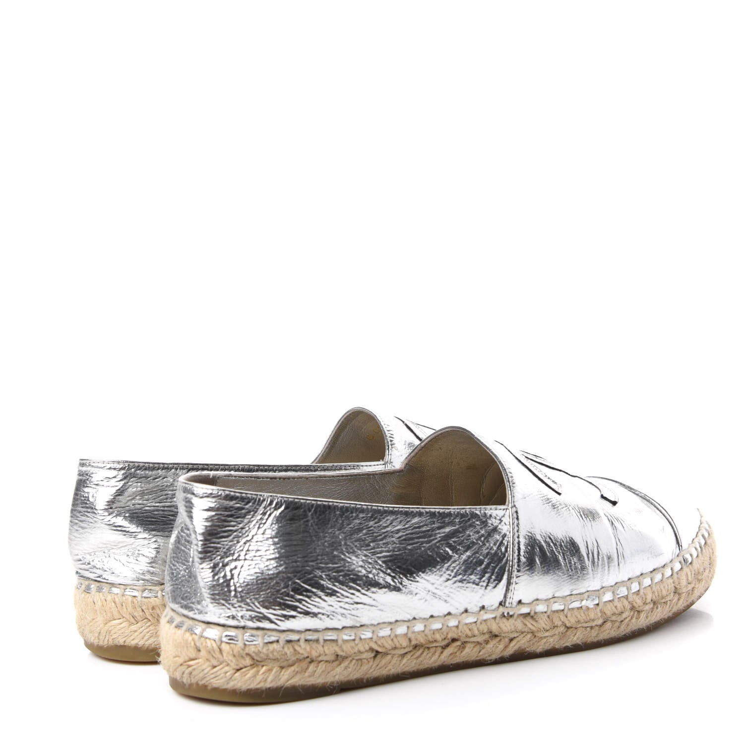 Chanel Laminated Goatskin CC Espadrilles 39 Silver 4 of 12