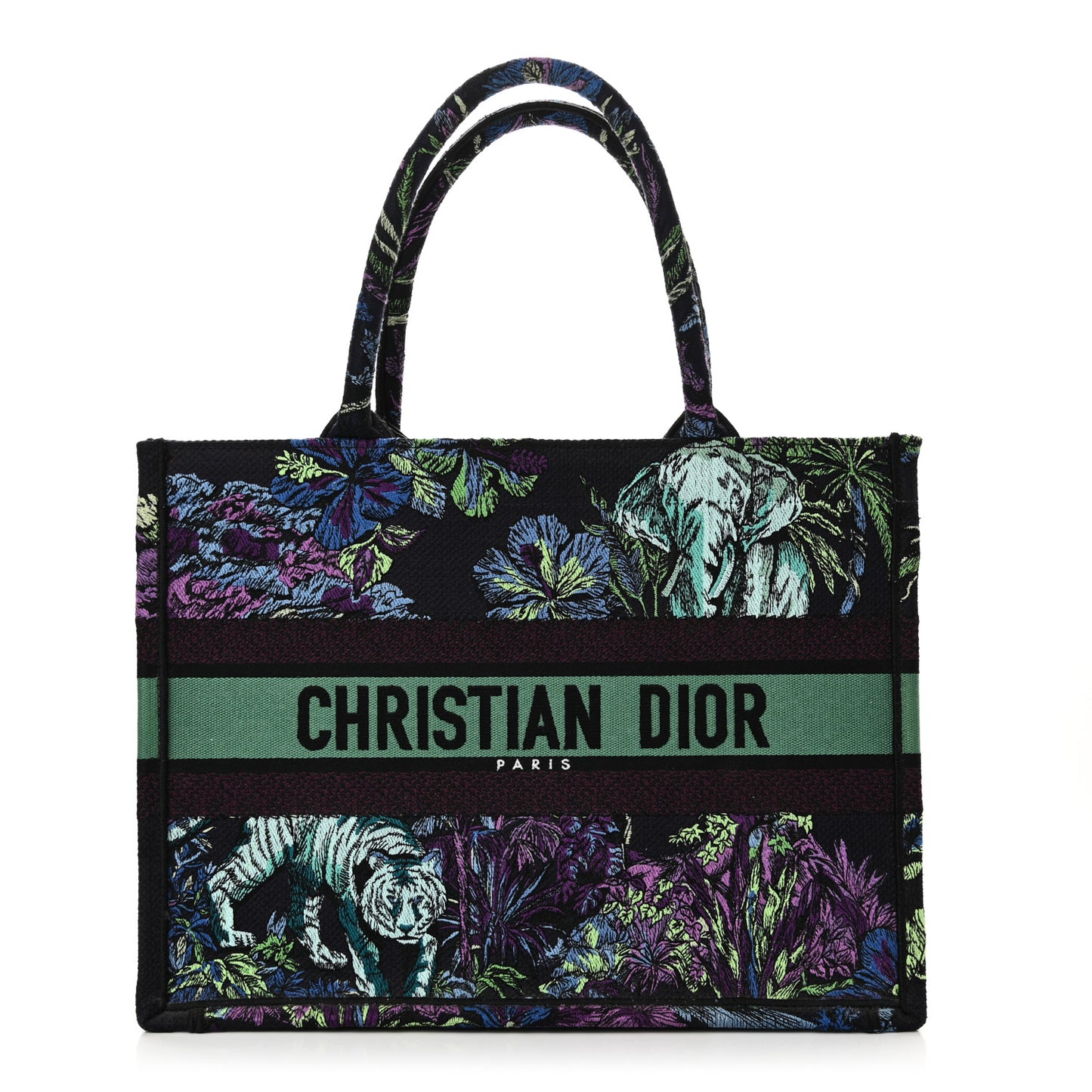 Canvas Embroidered Medium Toile de Jouy Voyage Book Tote Blue Multicolor