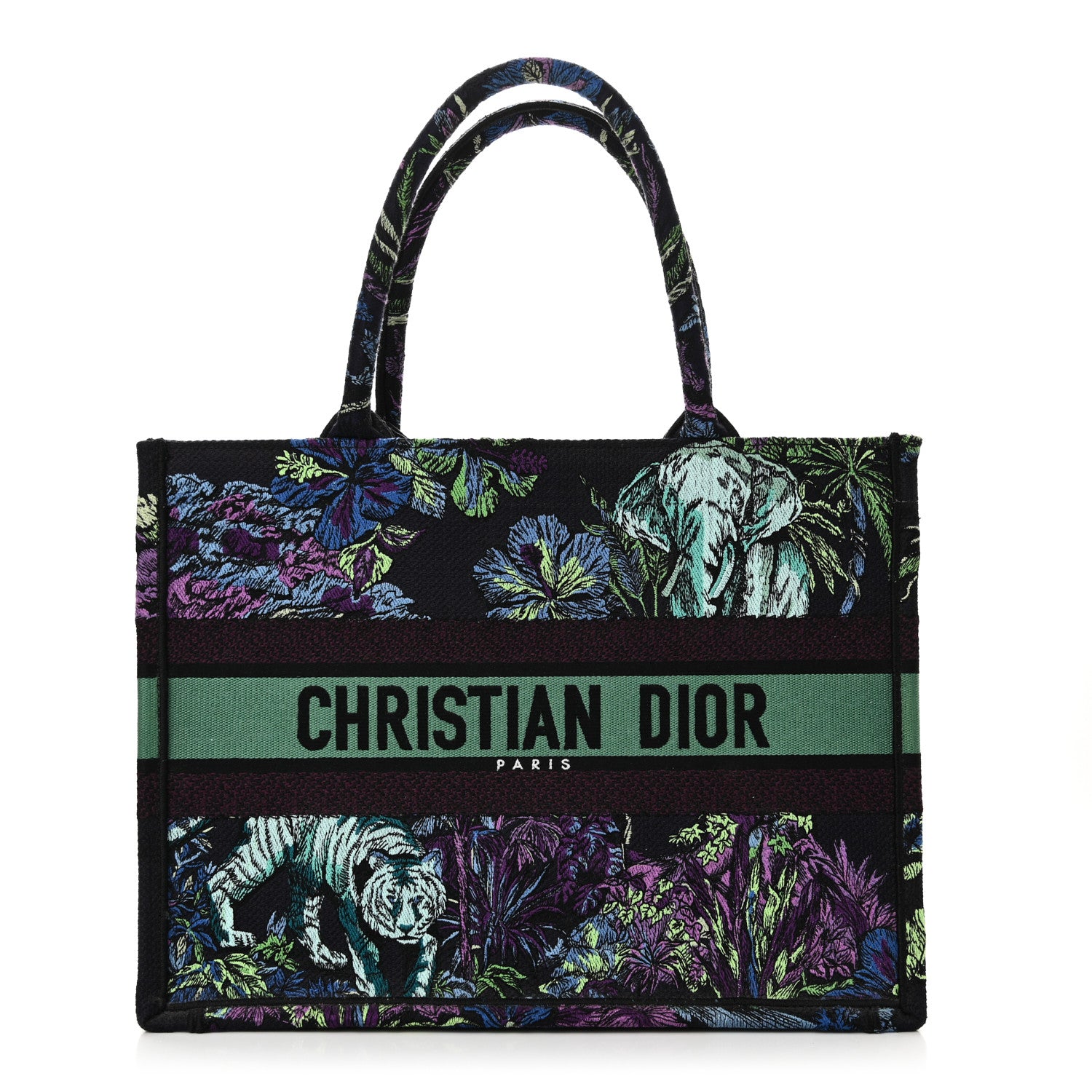 Christian Dior Canvas Embroidered Medium Toile de Jouy Voyage Book Tote Blue Multicolor 1 of 10