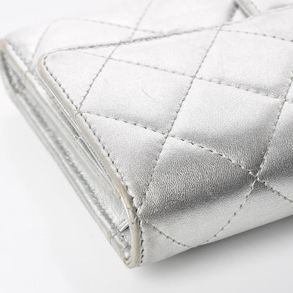 Chanel Metallic Lambskin Quilted Long Flap Wallet Silver 14 of 18