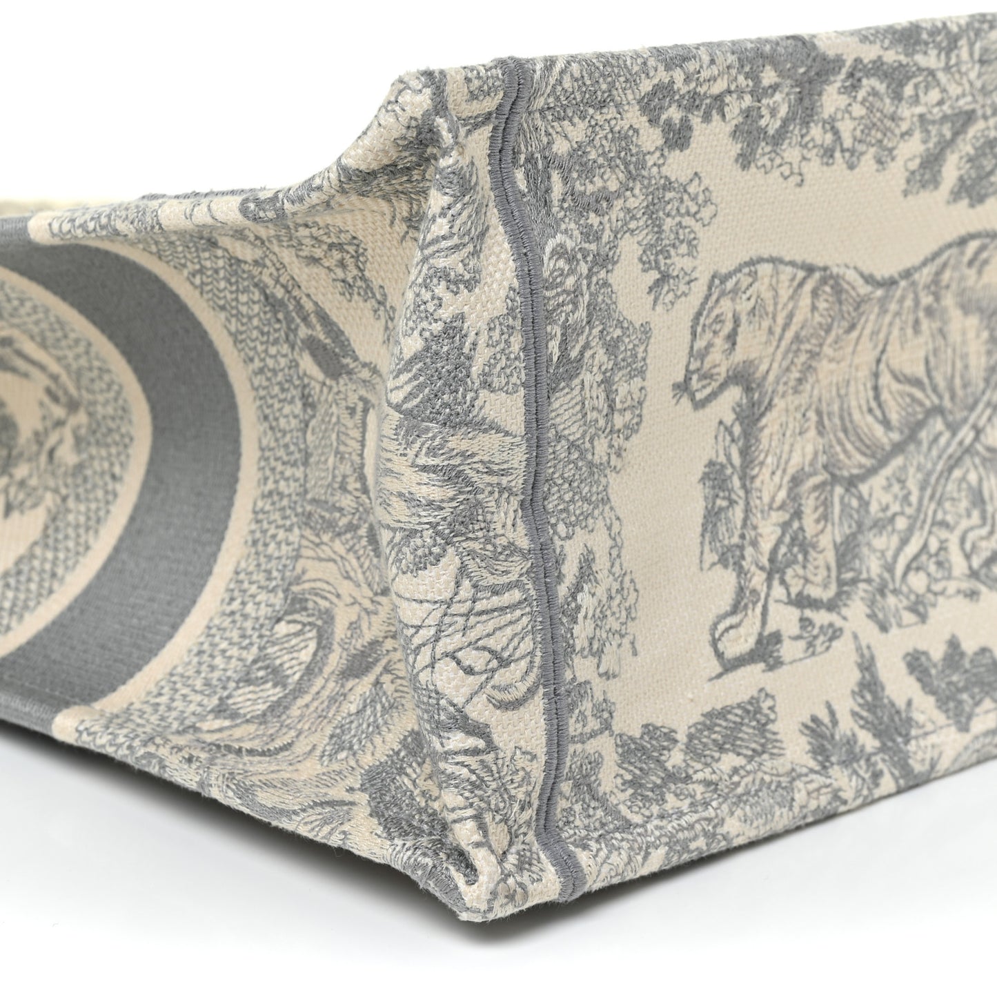 Canvas Embroidered Medium Dioriviera Toile De Jouy Book Tote Gray