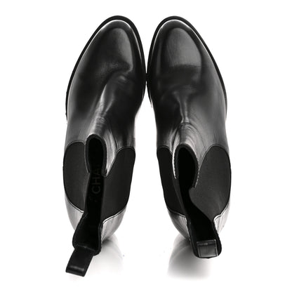Chanel Calfskin Chain Around Chelsea Boots 39.5 Black 2 of 9