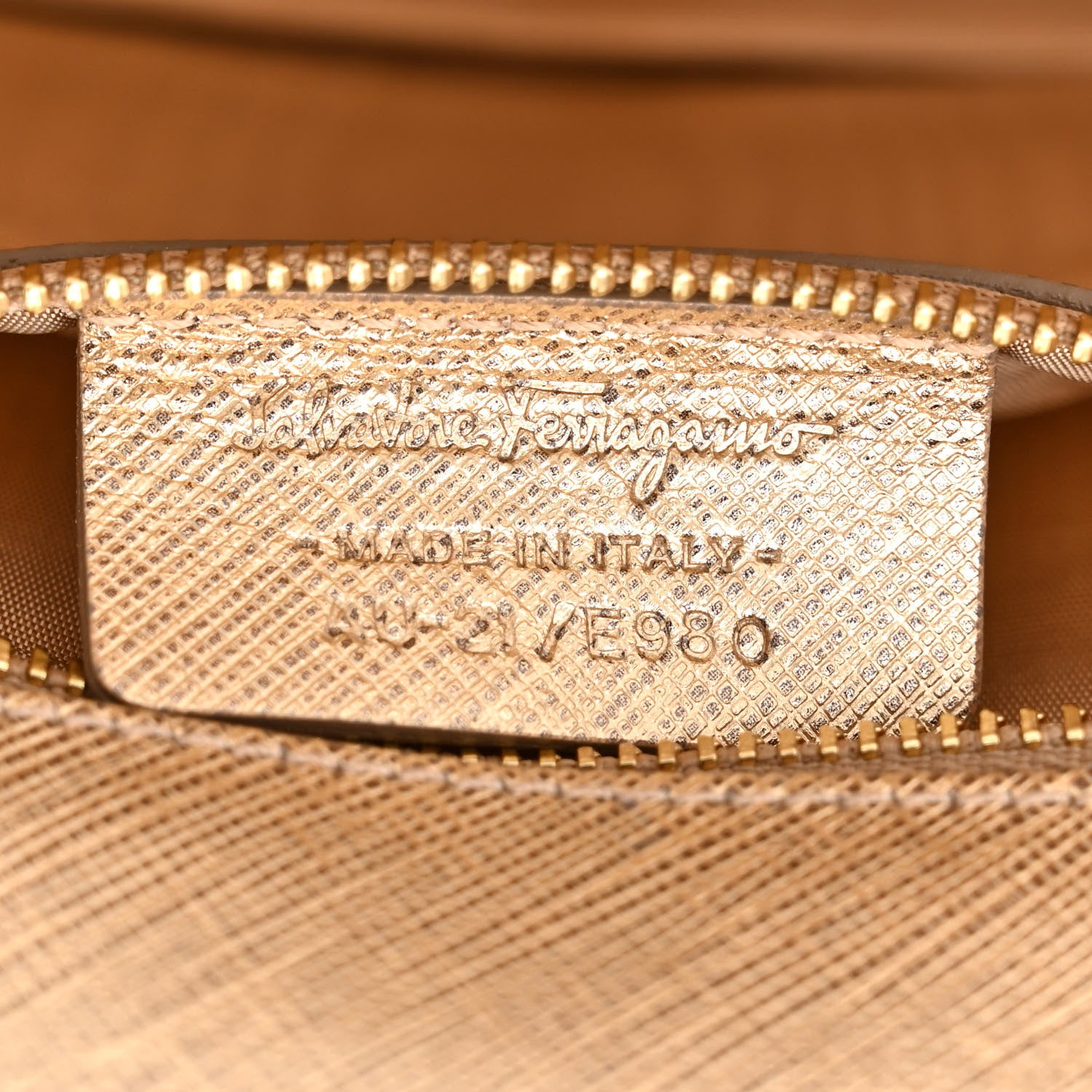 Salvatore Ferragamo Hammered Calfskin Ginny Shoulder Bag Gold 7 of 10