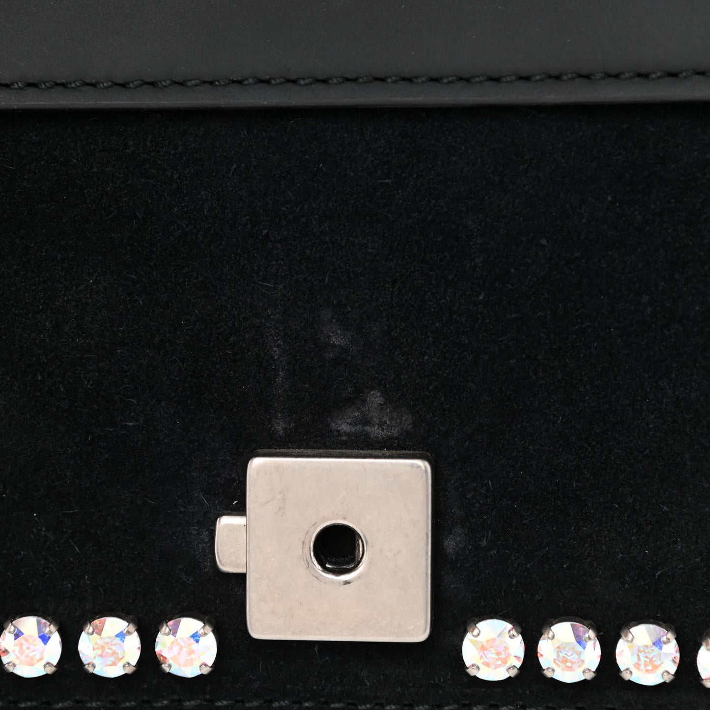 Suede Crystal Small Dionysus Shoulder Bag Black