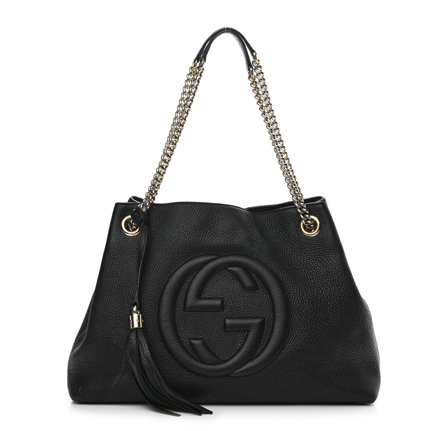 Gucci Pebbled Calfskin Medium Soho Chain Shoulder Bag Black 1 of 16