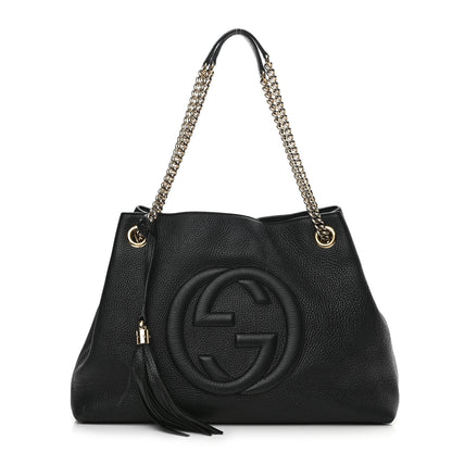 Gucci Pebbled Calfskin Medium Soho Chain Shoulder Bag Black 1 of 16