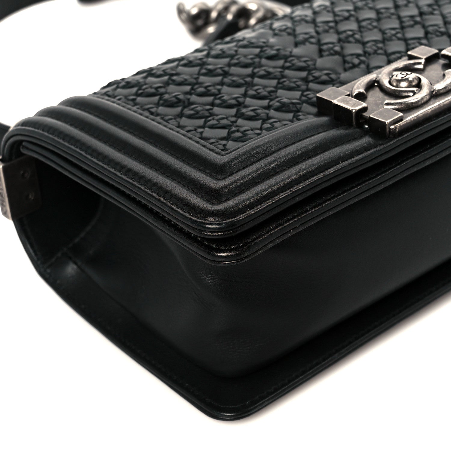 Chanel Lambskin Braided Woven Small Boy Flap Black 1793425