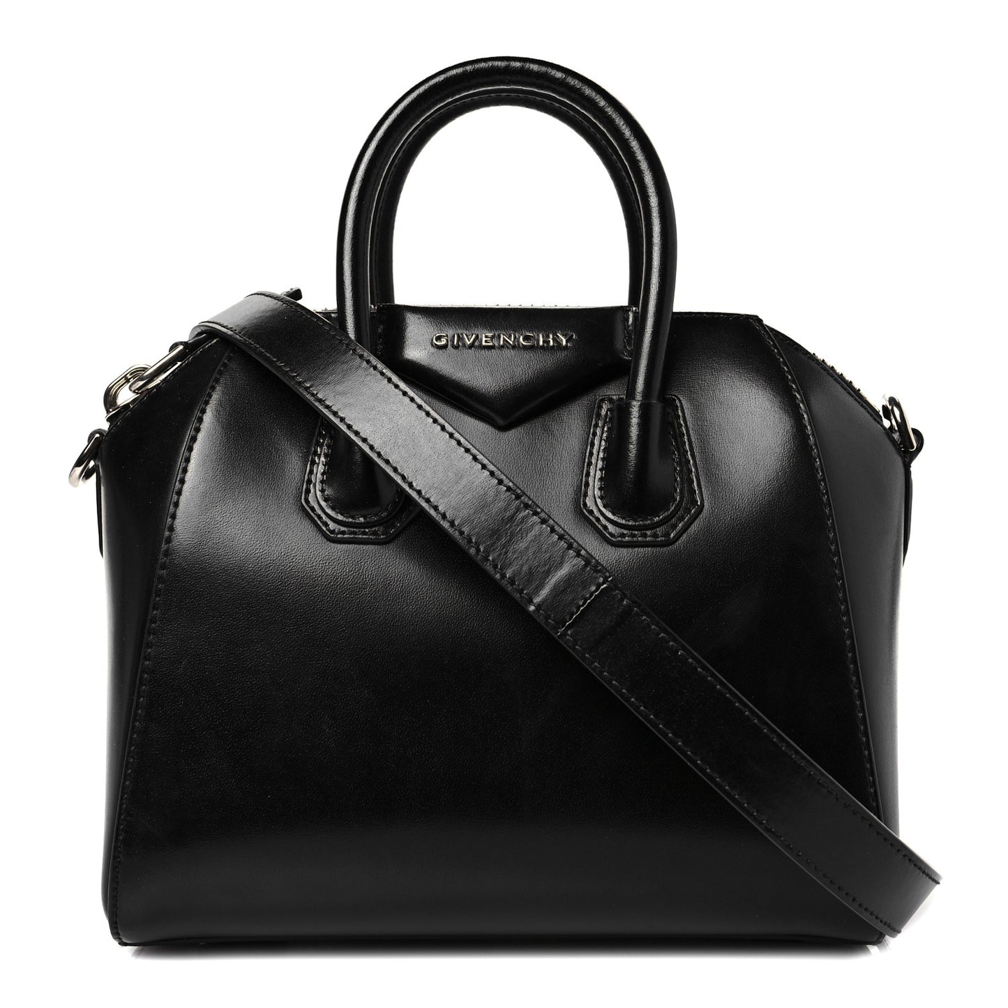 Shiny Lord Calfskin Mini Antigona Black