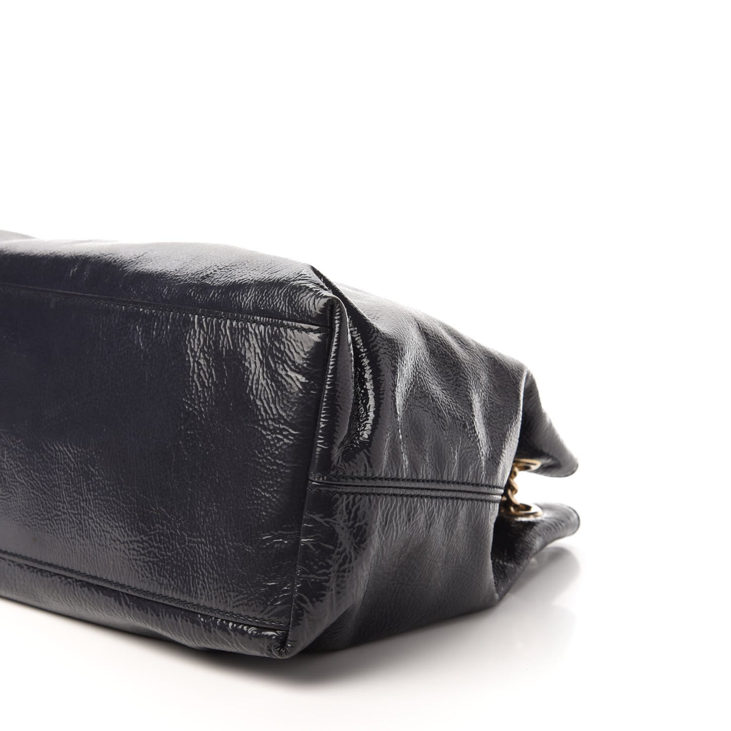 Patent Medium Soho Chain Shoulder Bag Uniform Blue