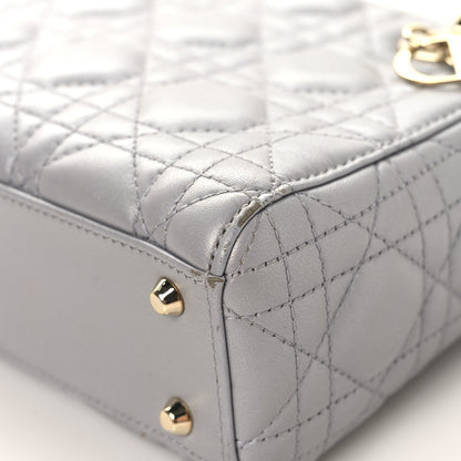 Christian Dior Metallic Lambskin Cannage Mini Lady Dior Grey 10 of 14