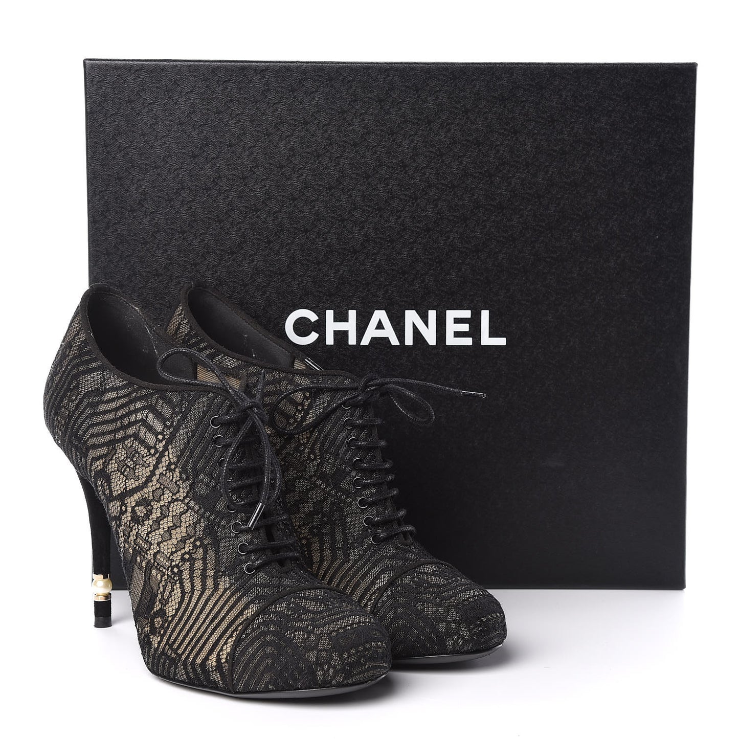 Lace Pearl Booties 39 Black