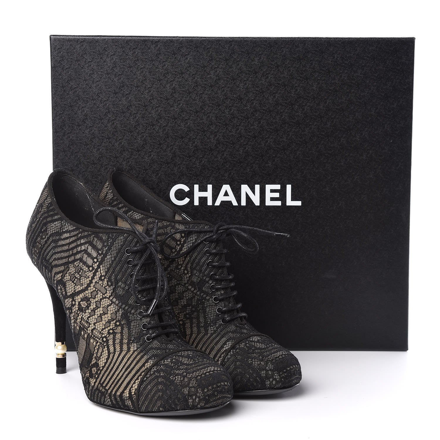 Chanel Lace Pearl Booties 39 Black 17 of 17