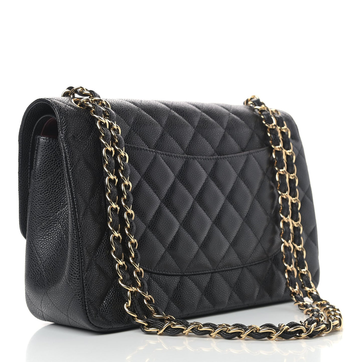 Caviar Quilted Jumbo Double Flap Black