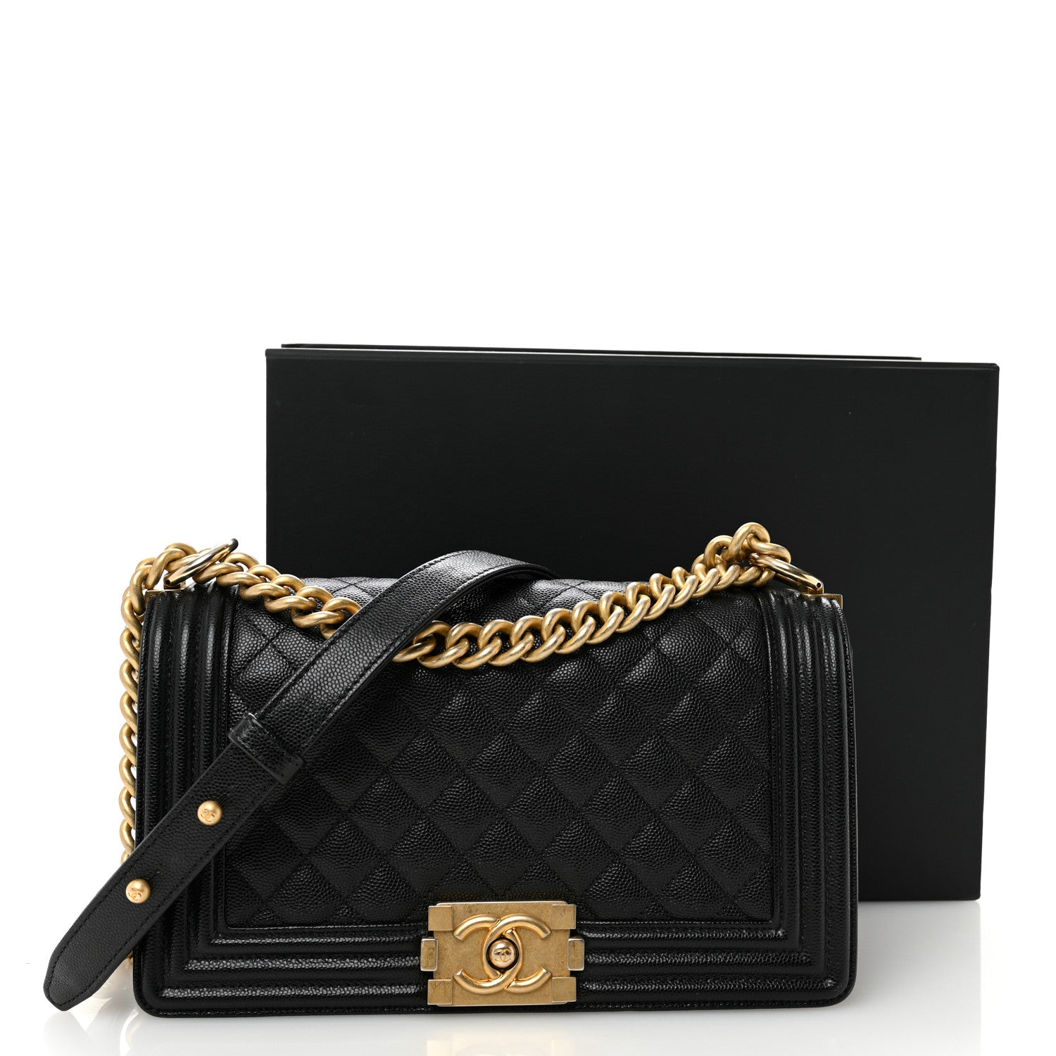 Chanel Caviar Quilted Medium Boy Flap Black 11 of 11