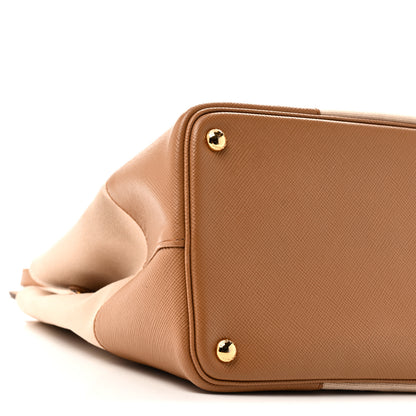 Prada Canvas Saffiano Cuir Calfskin Top Handle Tote Beige 8 of 9