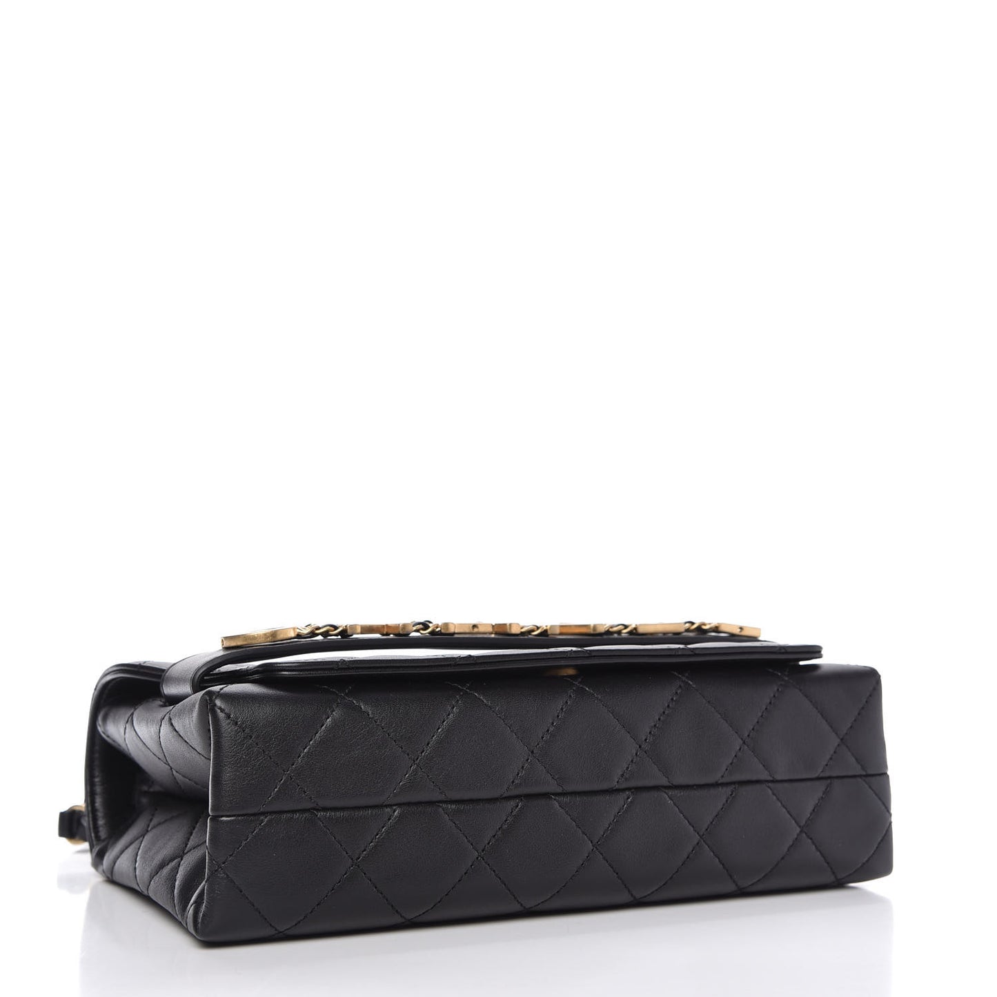 Calfskin Quilted Enchained Flap Black