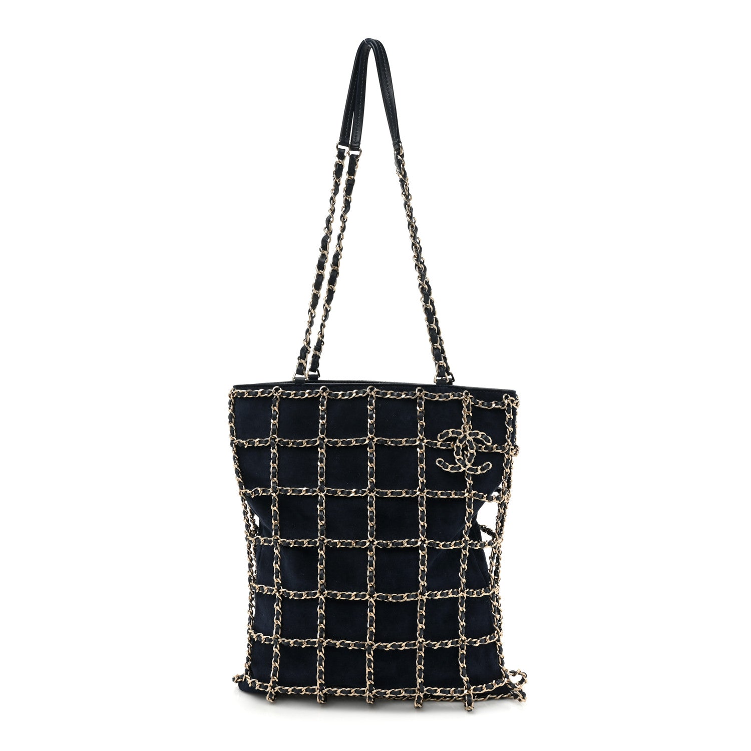 Chanel Suede Goatskin Large Shopping Chain Tote Navy Blue 1 of 9