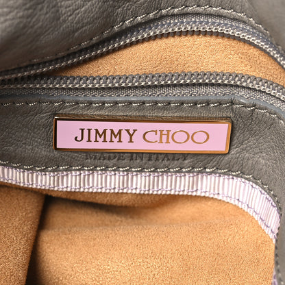 Jimmy Choo Calfskin Suede Snakeskin Woven Fringe Tatum Shoulder Bag Grey 6 of 11