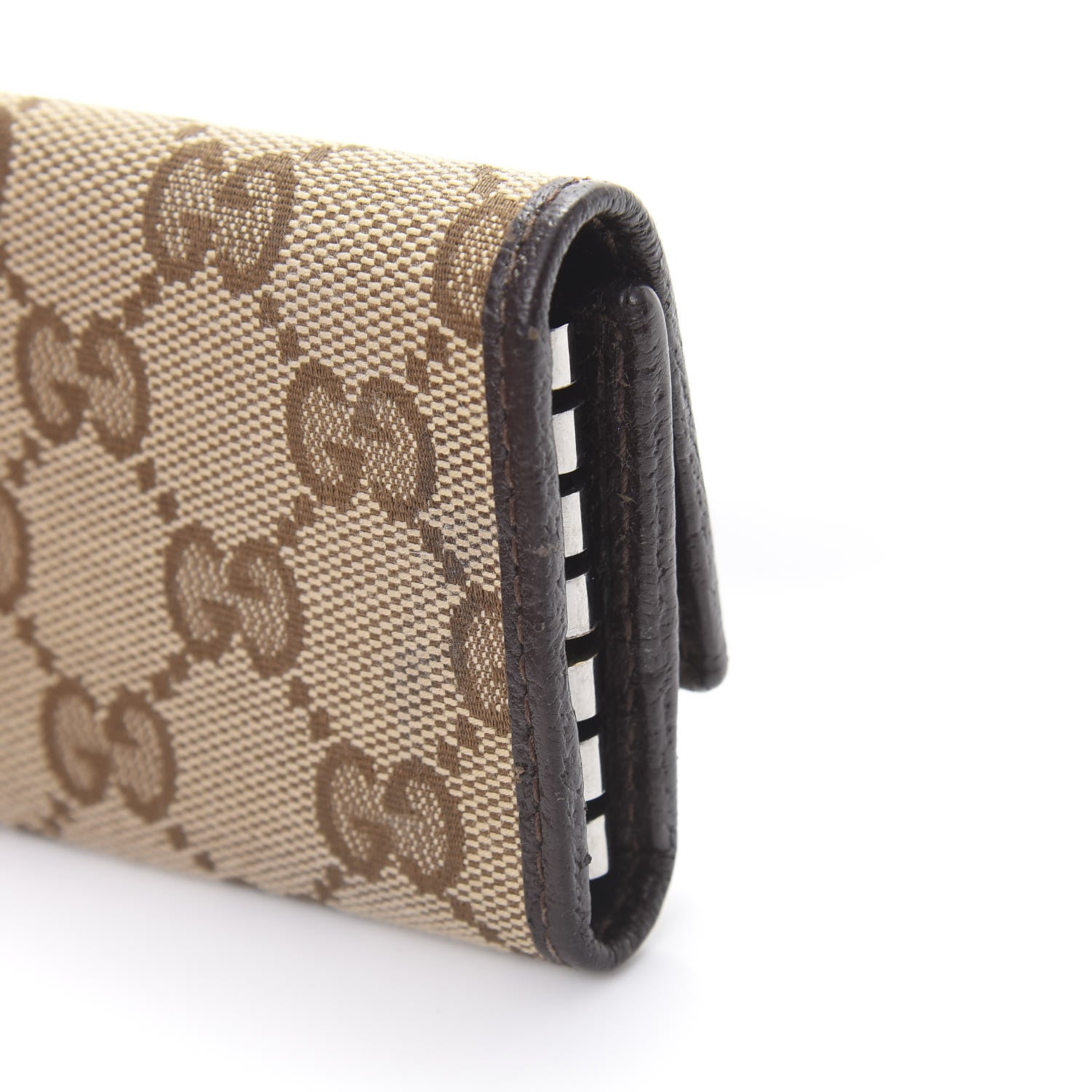 Gucci Monogram Textured Calfskin Metal Bar 6 Key Holder Case Beige Ebony Cocoa 9 of 11
