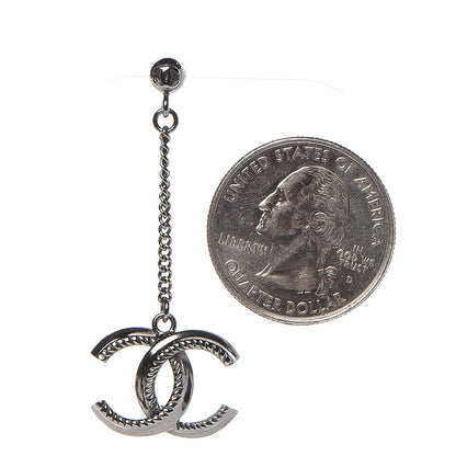 Chanel CC Drop Earrings Ruthenium 2 of 4