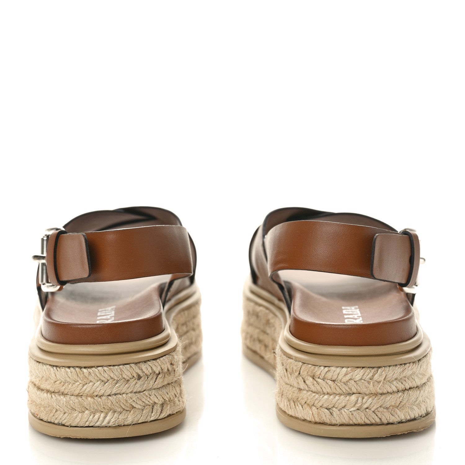 Prada Vitello Soft Espadrilles Platform Sandals 38.5 Cognac 5 of 10