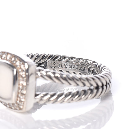 David Yurman Sterling Silver Diamond White Agate 7mm Petite Albion Ring 53 6.25 5 of 5