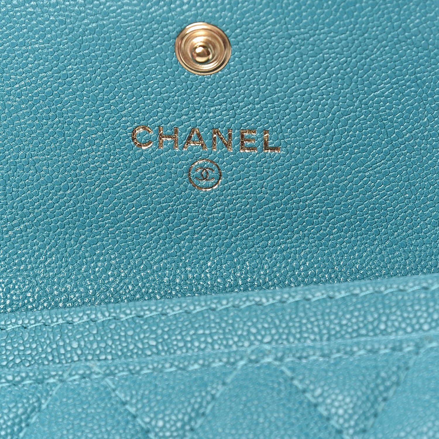 Chanel Caviar Quilted Boy Card Holder Wallet Turquoise 6 of 9