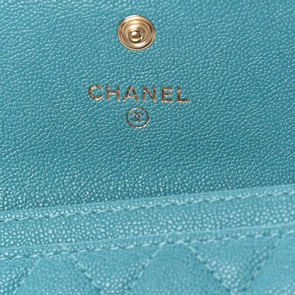 Chanel Caviar Quilted Boy Card Holder Wallet Turquoise 6 of 9