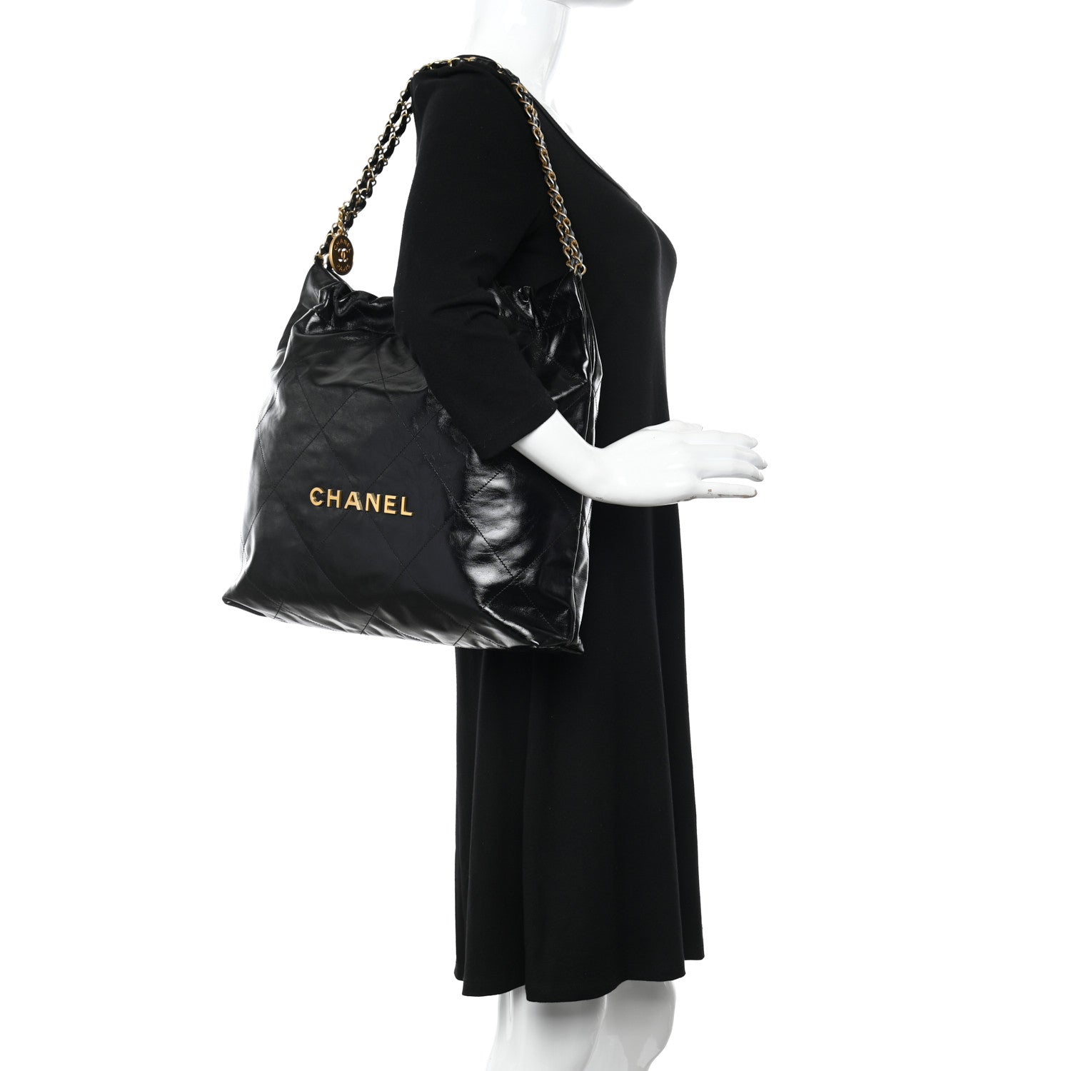 Chanel Shiny Calfskin Quilted Chanel 22 Black 2 of 11