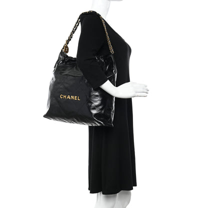Chanel Shiny Calfskin Quilted Chanel 22 Black 2 of 11