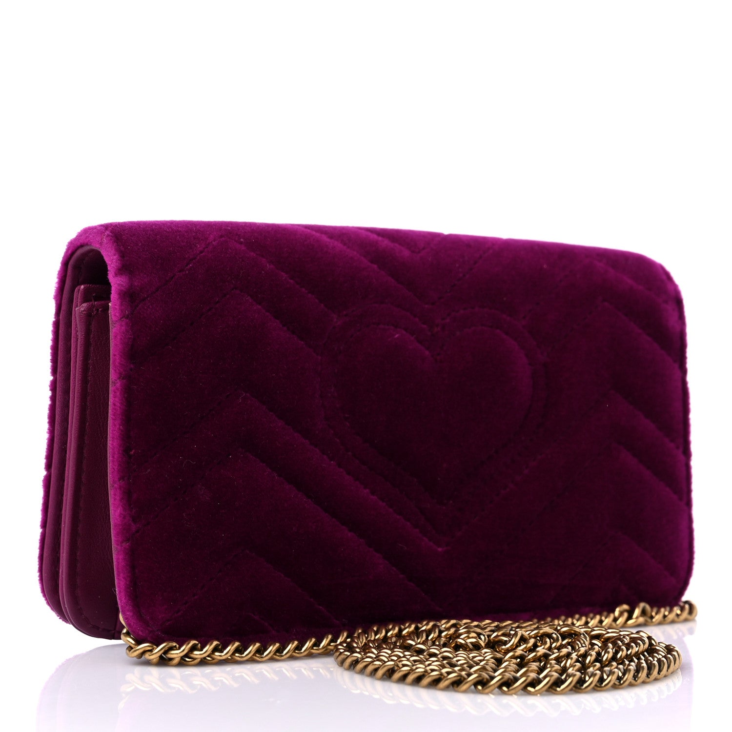 Gucci Velvet Matelasse GG Marmont Mini Bag Fuchsia Violet Cyclamen 3 of 9