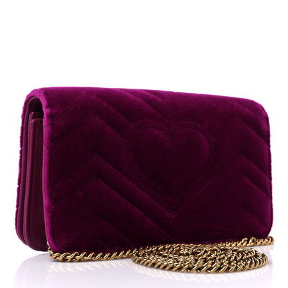 Gucci Velvet Matelasse GG Marmont Mini Bag Fuchsia Violet Cyclamen 3 of 9